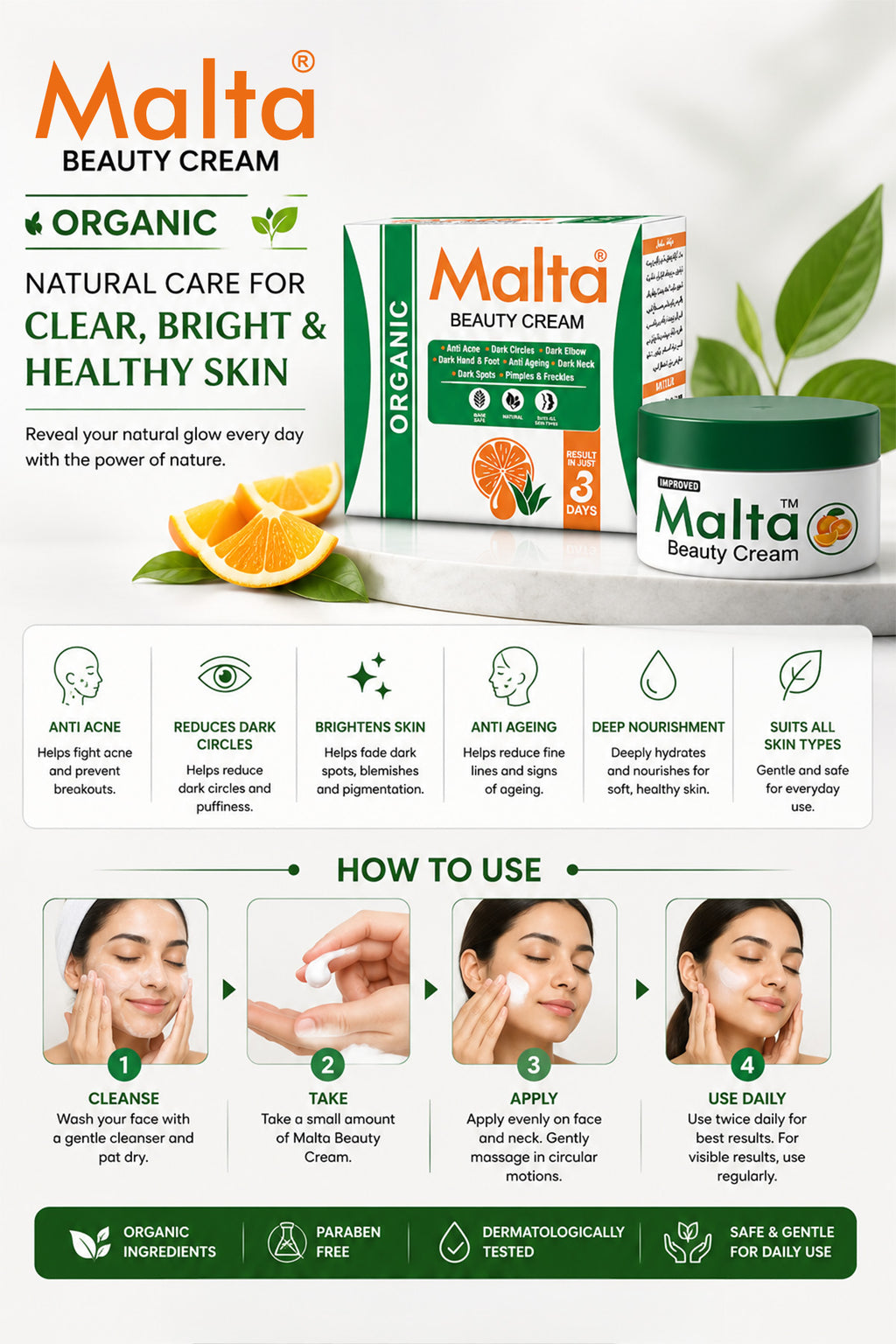 Malta Organic Whitening Beauty Cream