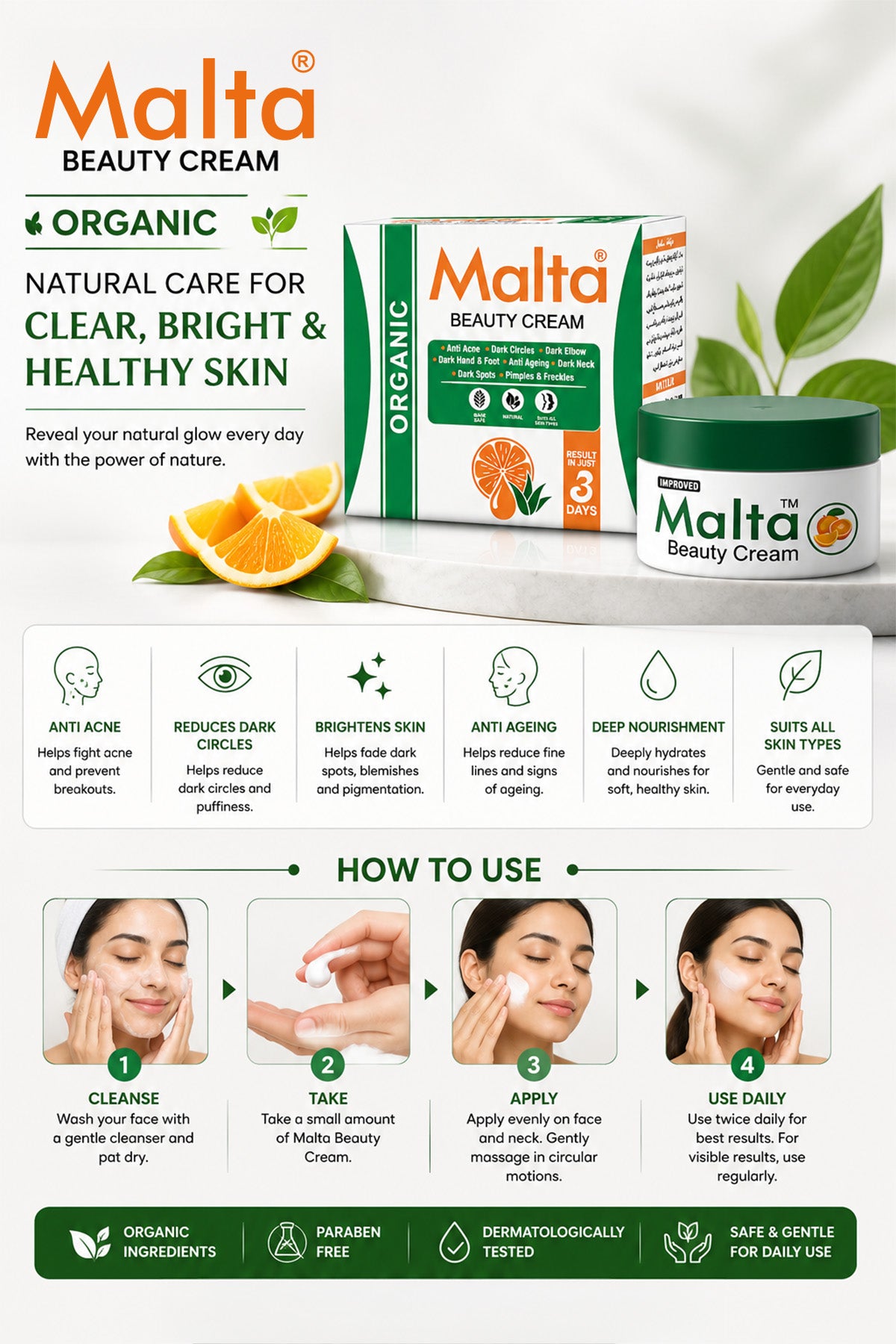 Malta Organic Whitening Beauty Cream