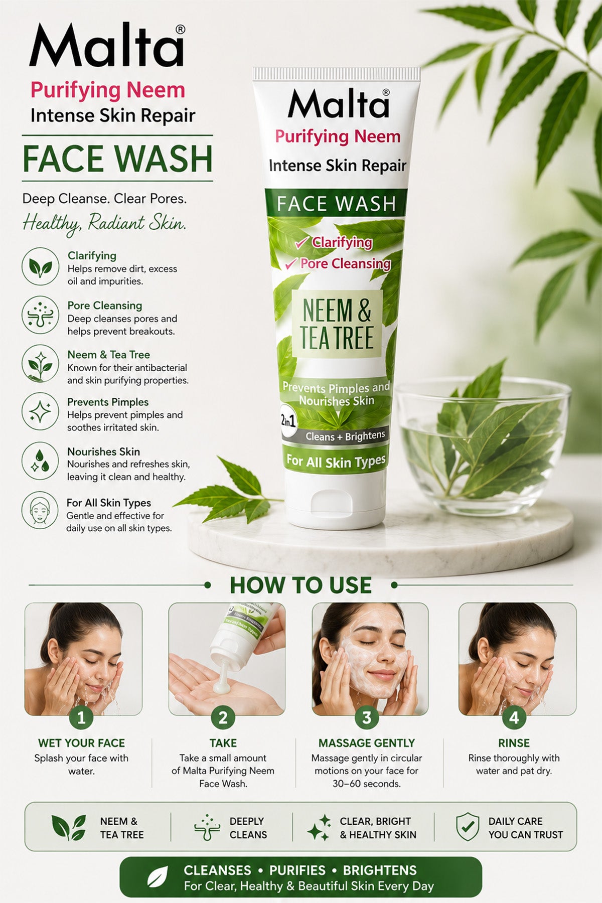 Malta Neem & Tea Tree Face Wash